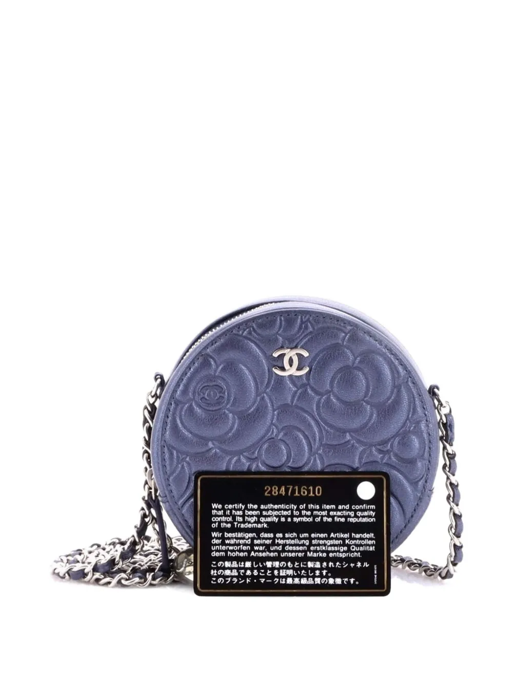 Round Clutch With Chain Camellia Goatskin Mini Crossbody Bag