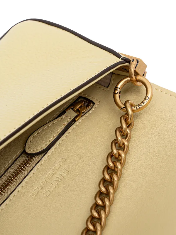 PINKO Love Birds Leather Mini Crossbody Bag | Yellow | FARFETCH