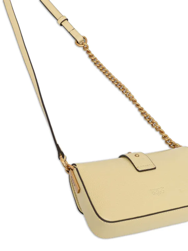 PINKO Love Birds Leather Mini Crossbody Bag | Yellow | FARFETCH