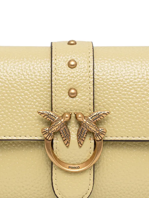 PINKO Love Birds Leather Mini Crossbody Bag | Yellow | FARFETCH