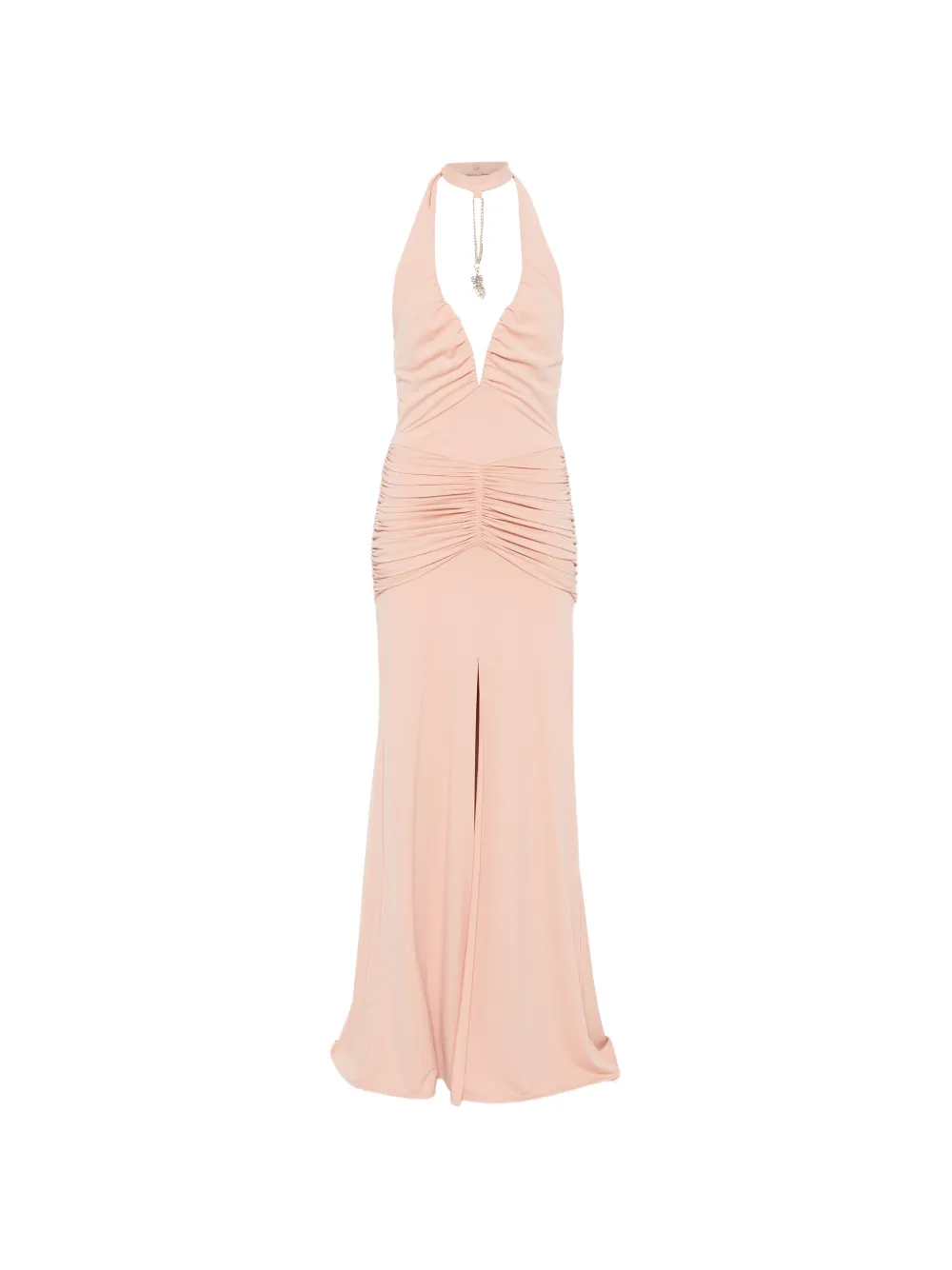 Babylone Paris halterneck gathered maxi dress - Neutrals