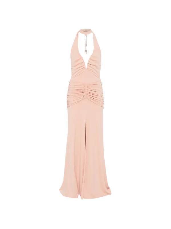 gathered halterneck maxi dress Uranie Black Gathered Halterneck Maxi Dress