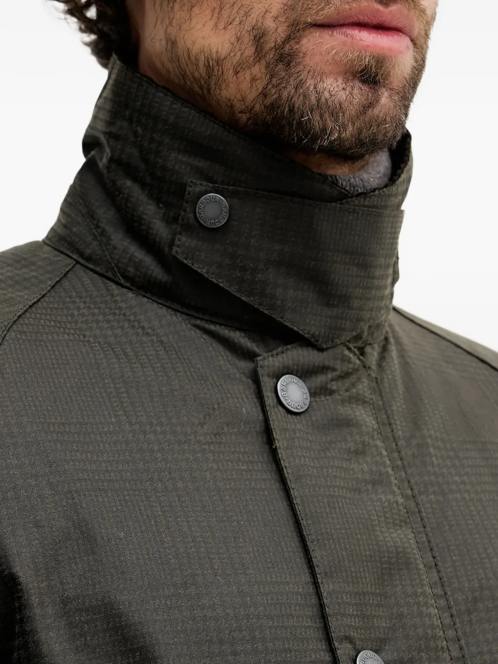 Barbour Modern Beaufort geruit jack met knopen Groen