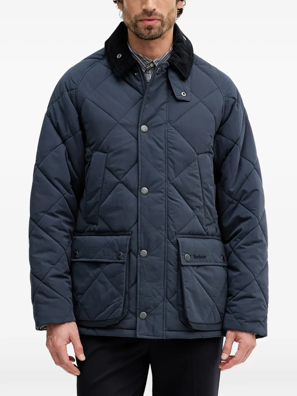 Barbour Modern Bedale quilted corduroy-collar jacket - Blau