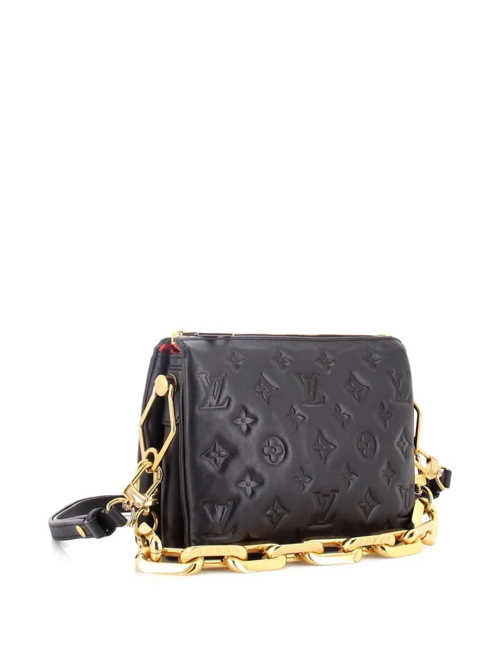 Louis Vuitton Pre-owned Coussin Bag Monogram Embossed Lambskin BB Crossbody Bag in Black, view 3