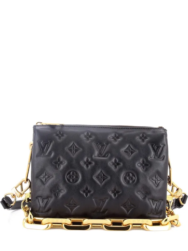 Louis Vuitton Pre-owned Coussin Bag Monogram Embossed Lambskin BB Crossbody Bag in Black