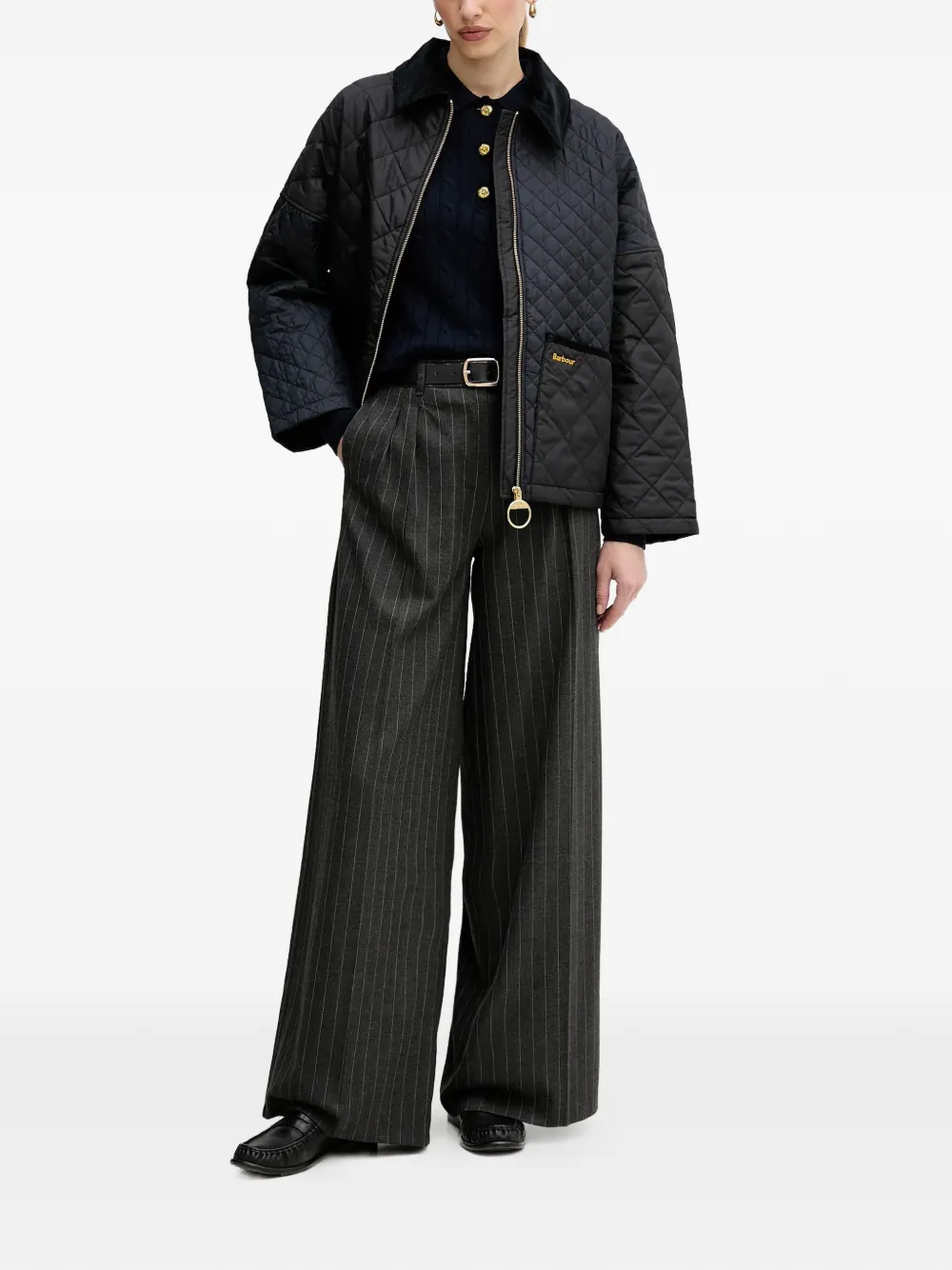  Barbour Danby Quilted Corduroy Collar Jacket - Black 