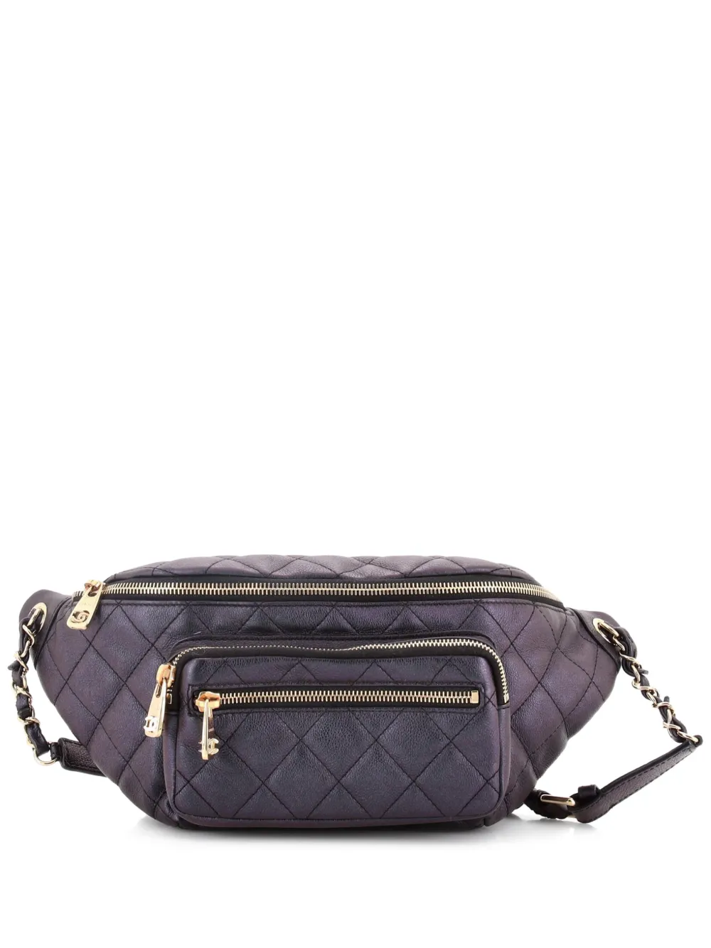 CHANEL Pre-Owned All About Waist Bag Quilted Iridescent Calfskin Medium belt bag - Nero