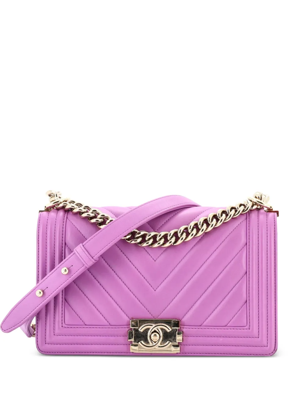 CHANEL Pre-Owned Boy Flap Bag Chevron Lambskin Old Medium shoulder bag - Viola