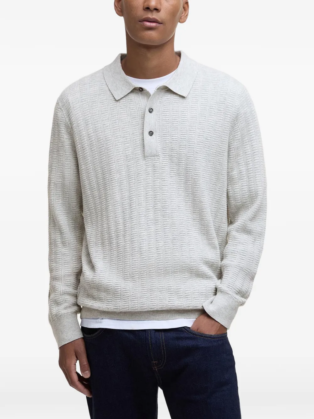 Barbour Smeaton gebreid poloshirt met knopen Grijs