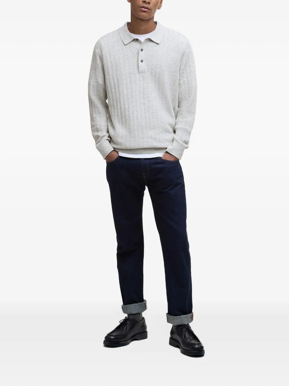Barbour Smeaton gebreid poloshirt met knopen Grijs