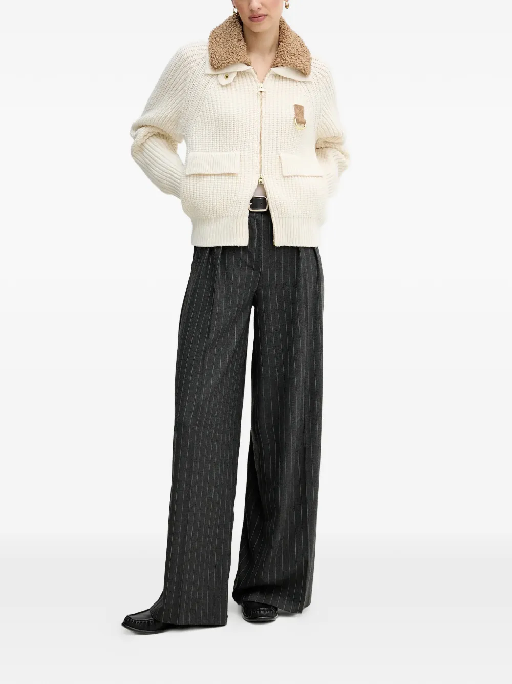  Barbour Zip Shearling Sweater - Neutrals 
