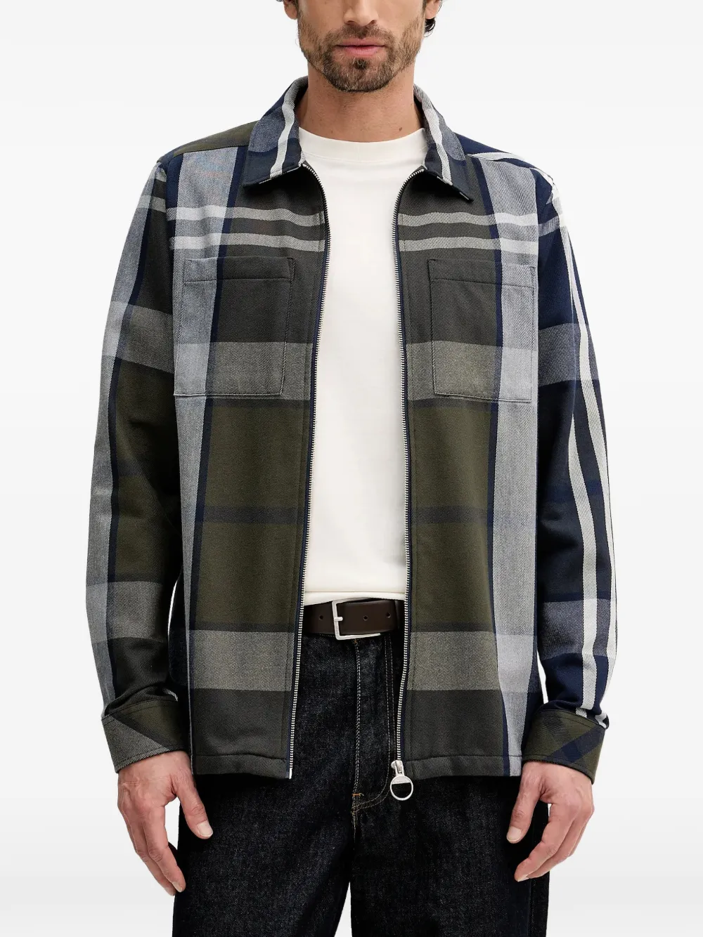 Barbour Lannich plaid zip shirt - Verde