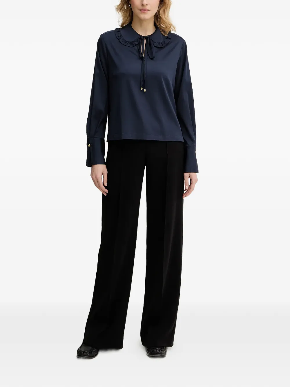 Barbour Evie blouse met ruches Blauw