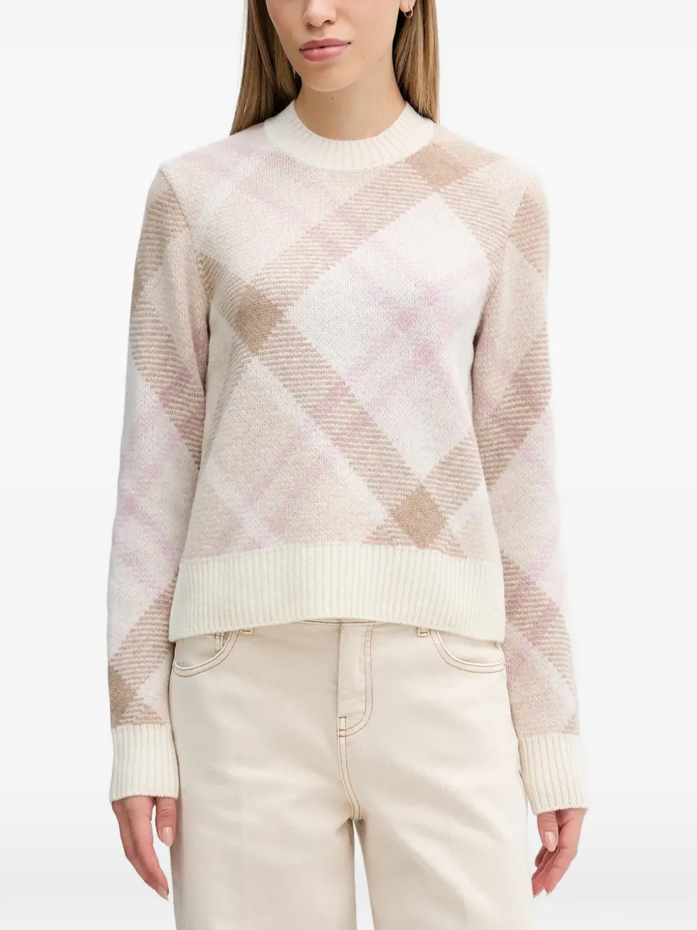 Barbour Sara argyle crew-neck sweater - Nude