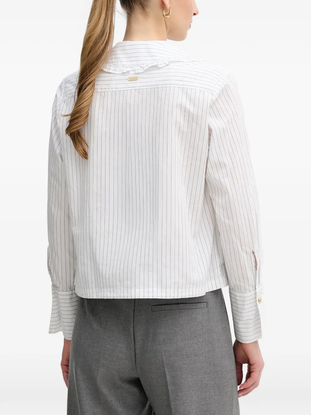 Barbour Avery Ruffled Striped Blouse - White 