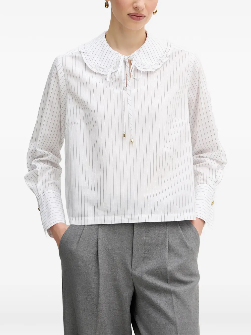 Barbour Avery ruffled striped blouse - Bianco