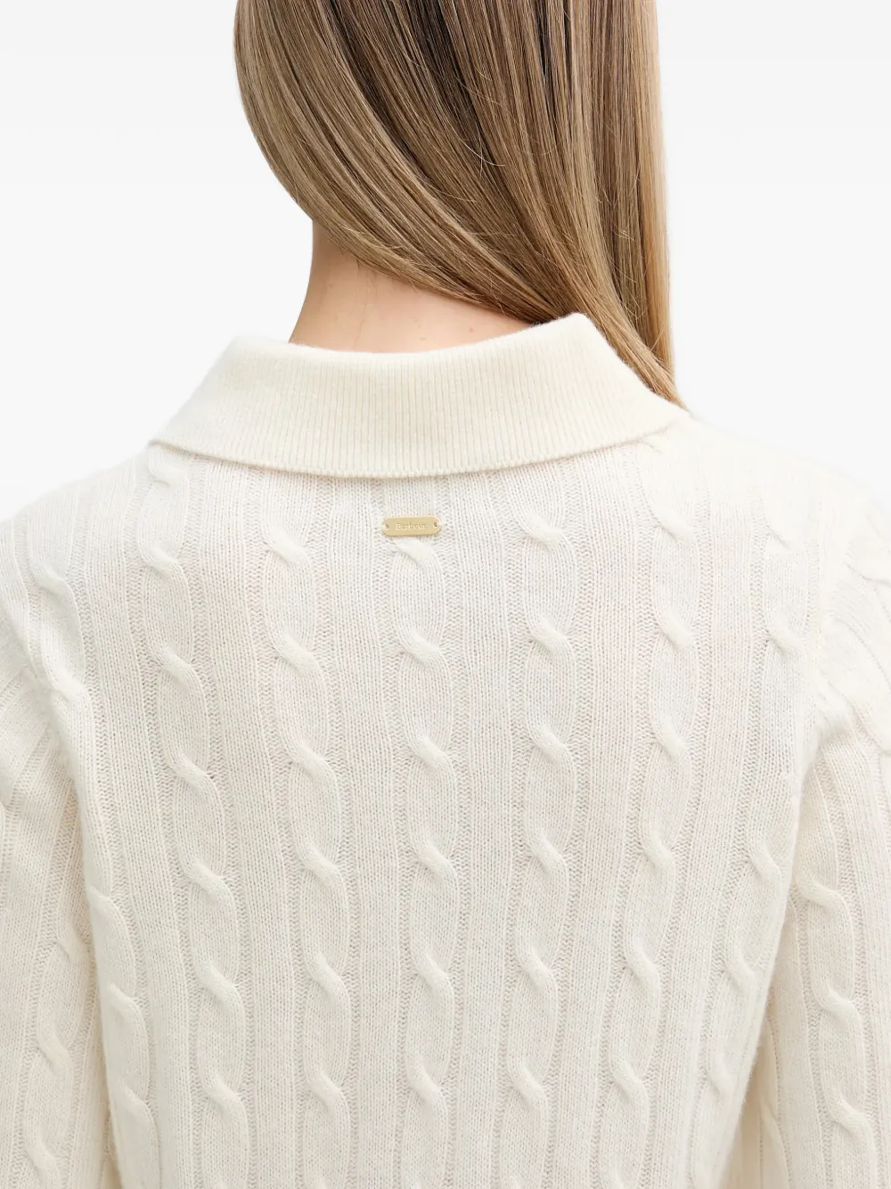 Evie Cable-Knit Button Polo Top
