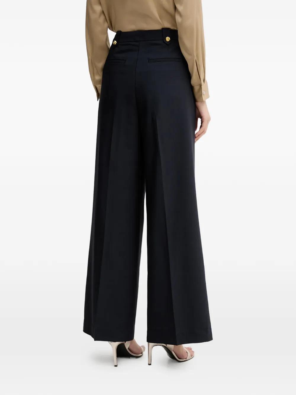  Barbour Avery Gold-tone Button Pleated Trousers - Blue 