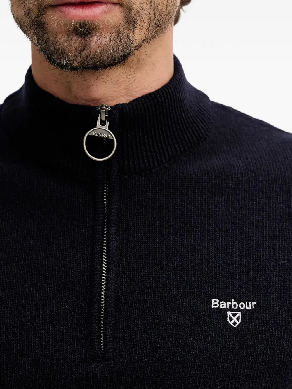 Barbour Kepwick gestreepte trui met halve rits Blauw