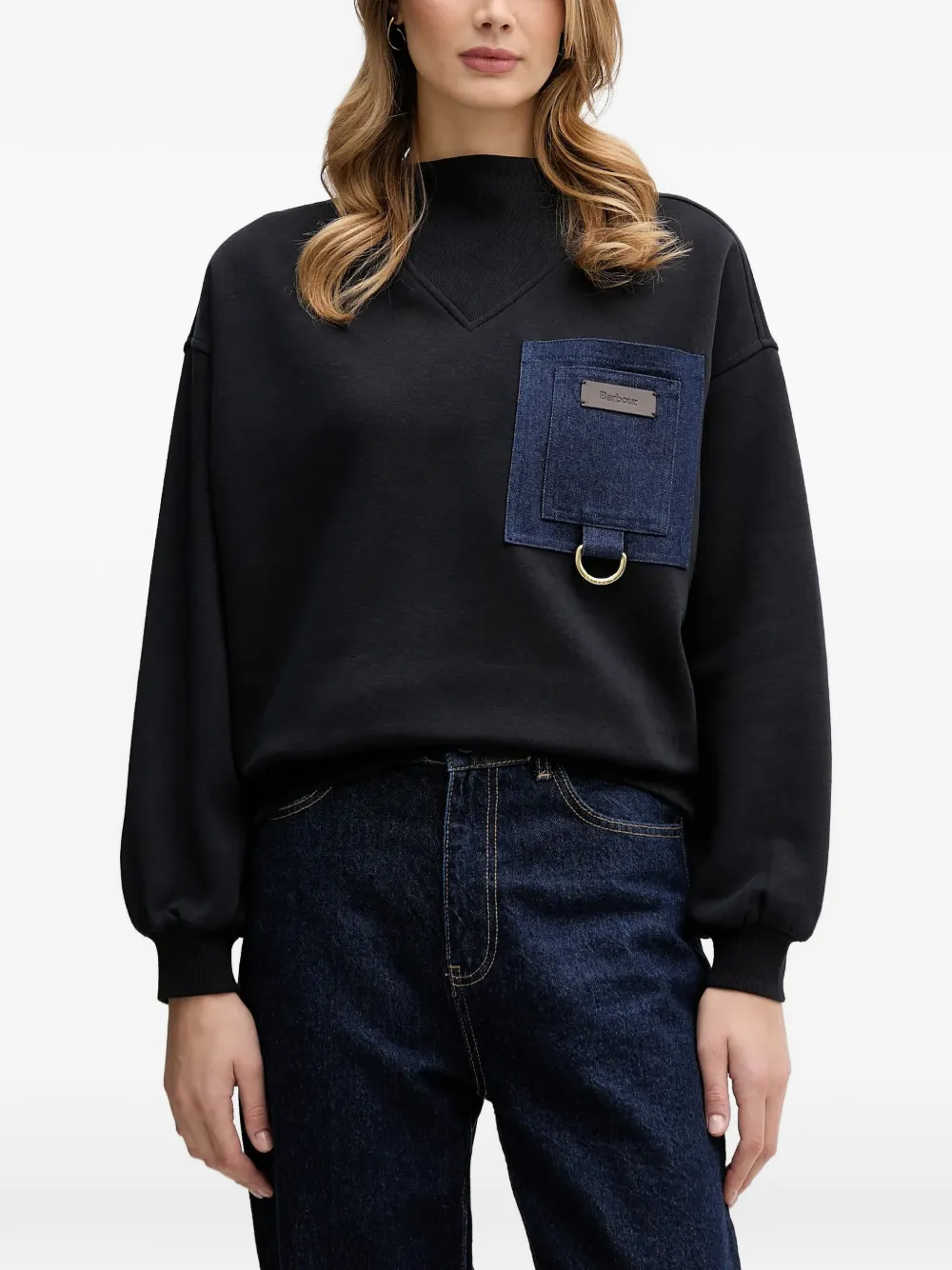 Barbour Saima denim pocket sweater - Nero