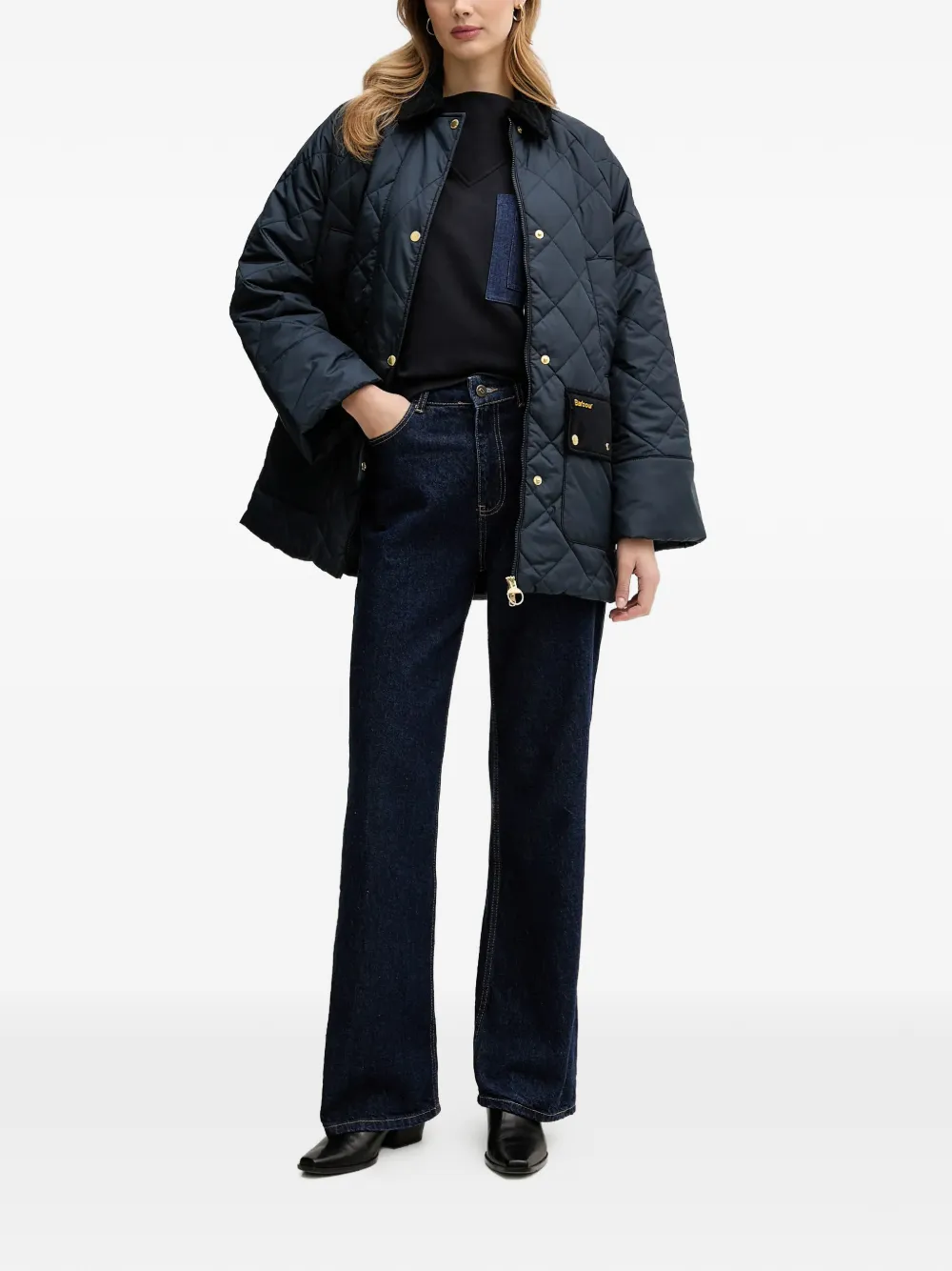 Barbour Saima spijkertrui met zak Zwart