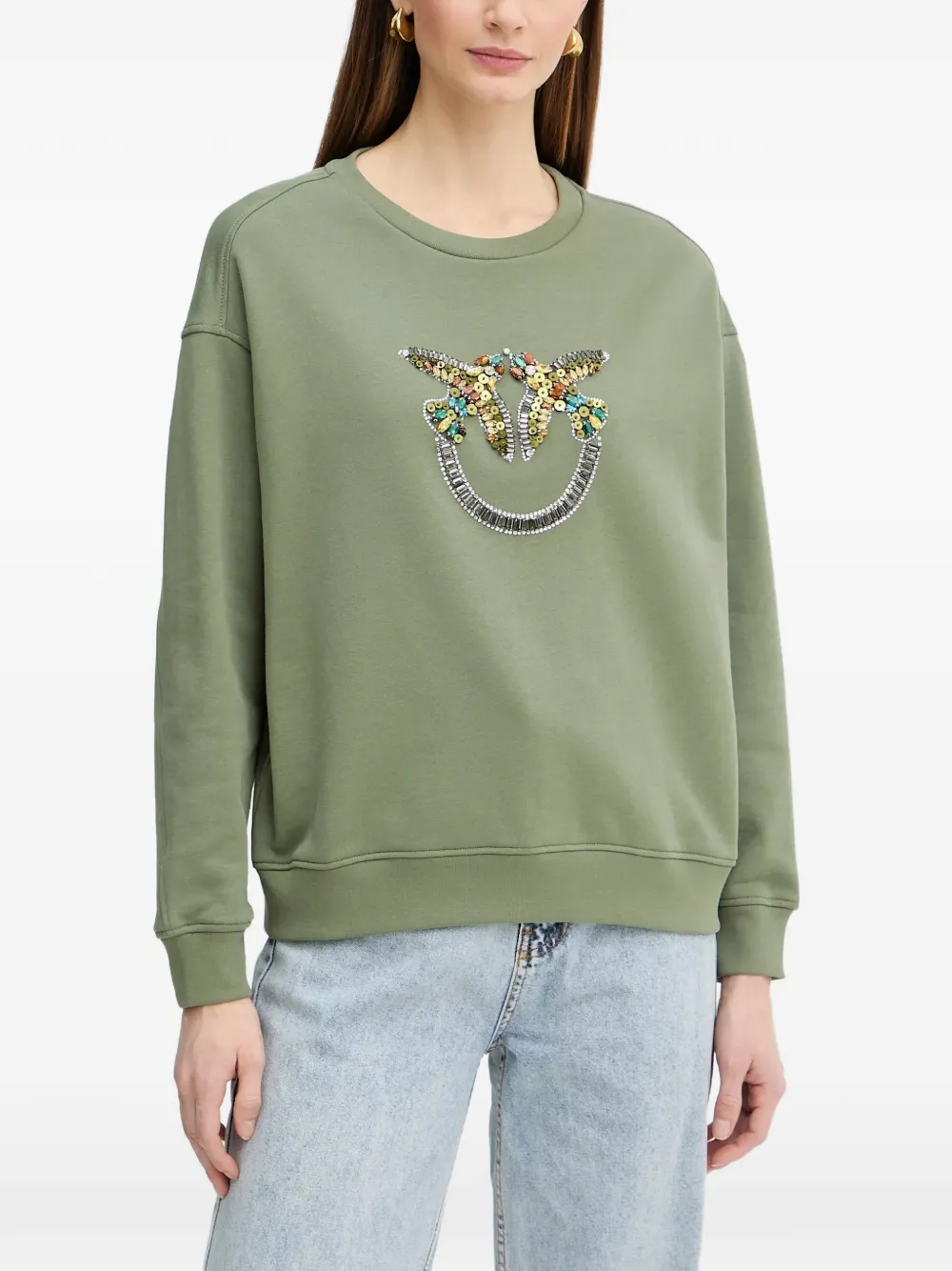 PINKO beaded-logo sweatshirt - Verde