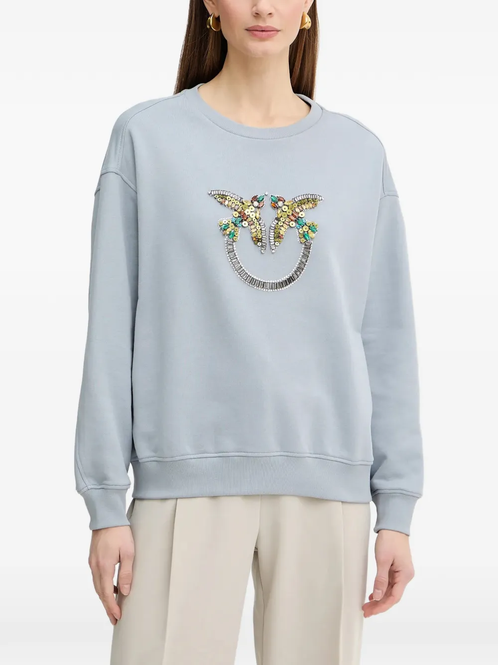 Pinko Bead-embellished Sweatshirt In Gray