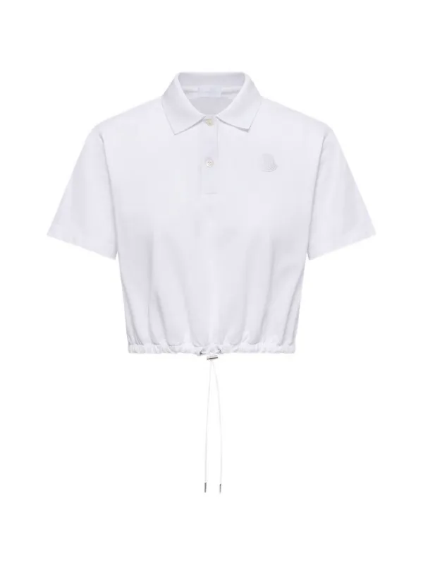 Moncler Drawstring-hem Polo Top in White