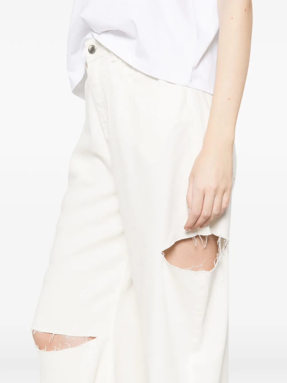 ICON DENIM Poppy gerafelde jeans Beige