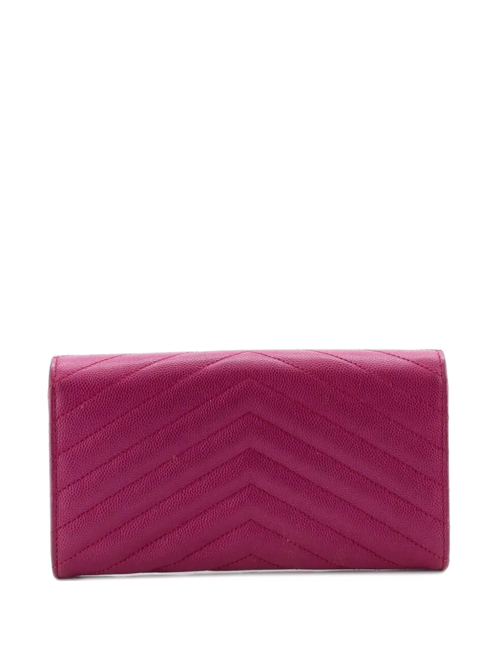  Saint Laurent Pre-owned Classic Monogram Flap Wallet Matelasse Chevron Leather Large Small Wallets - Purple 