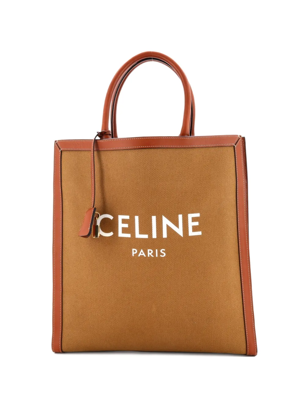 Celine Pre-Owned Vertical Cabas Canvas with Leather Large tote bag - Marrone