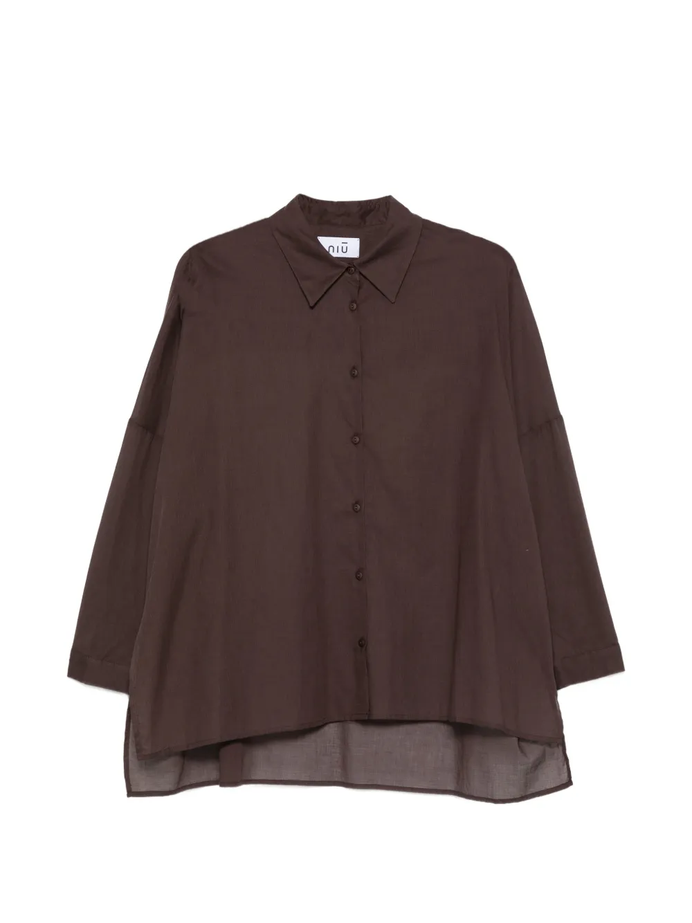 Niu asymmetric-hem shirt - Marrone