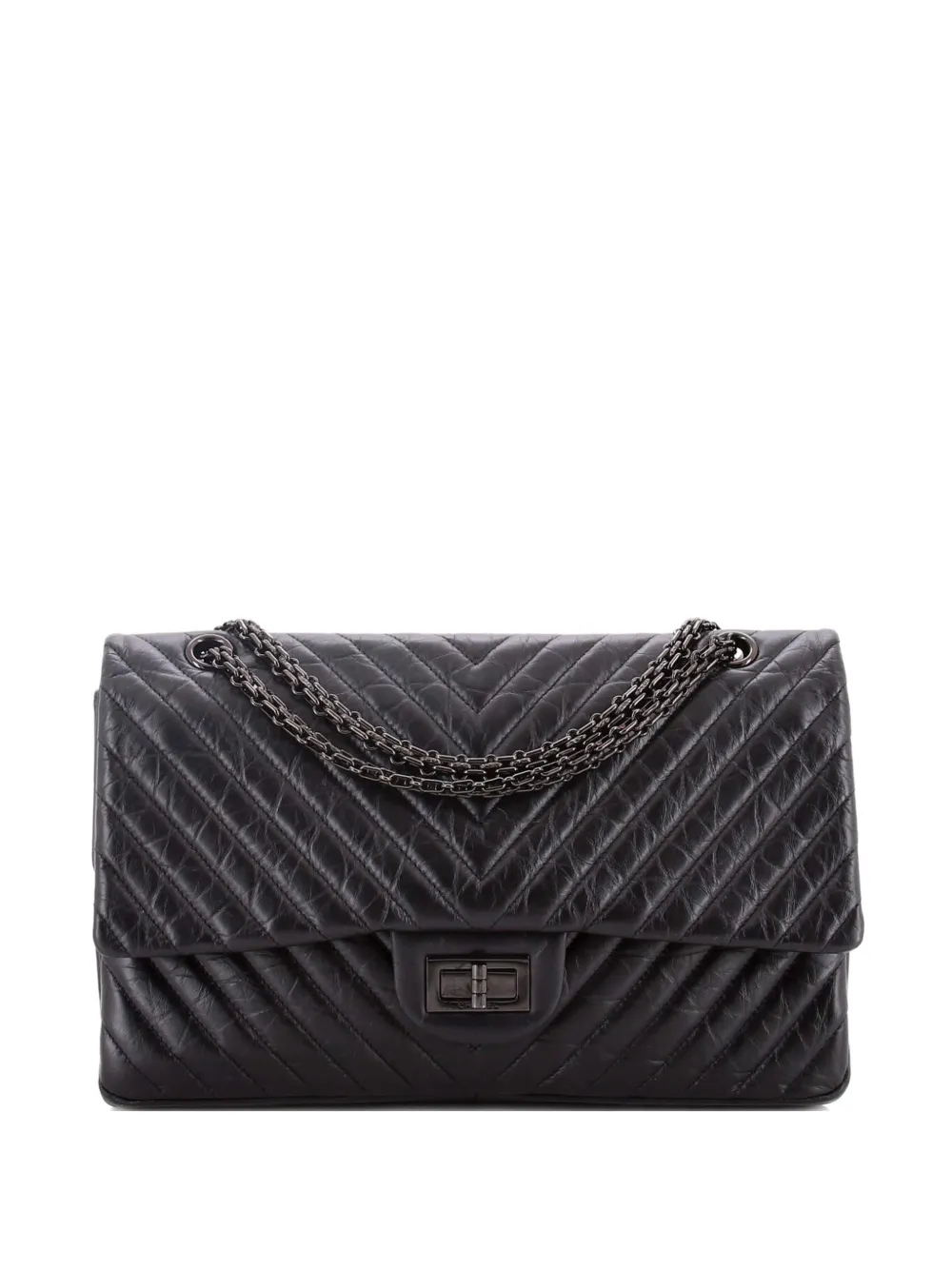 CHANEL Pre-Owned So Black Reissue 2.55 Flap Bag Chevron Aged Calfskin 227 shoulder bag - Nero