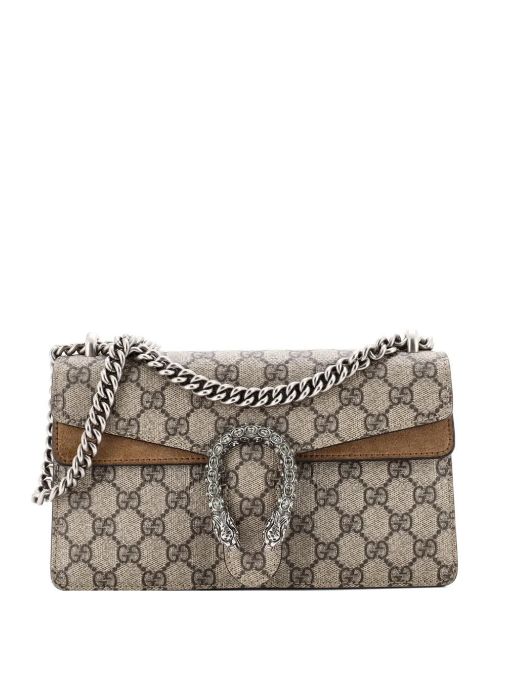 Gucci Pre-Owned Dionysus Bag GG Coated Canvas with Crystal Embellished Metal Small shoulder bag - Marrone