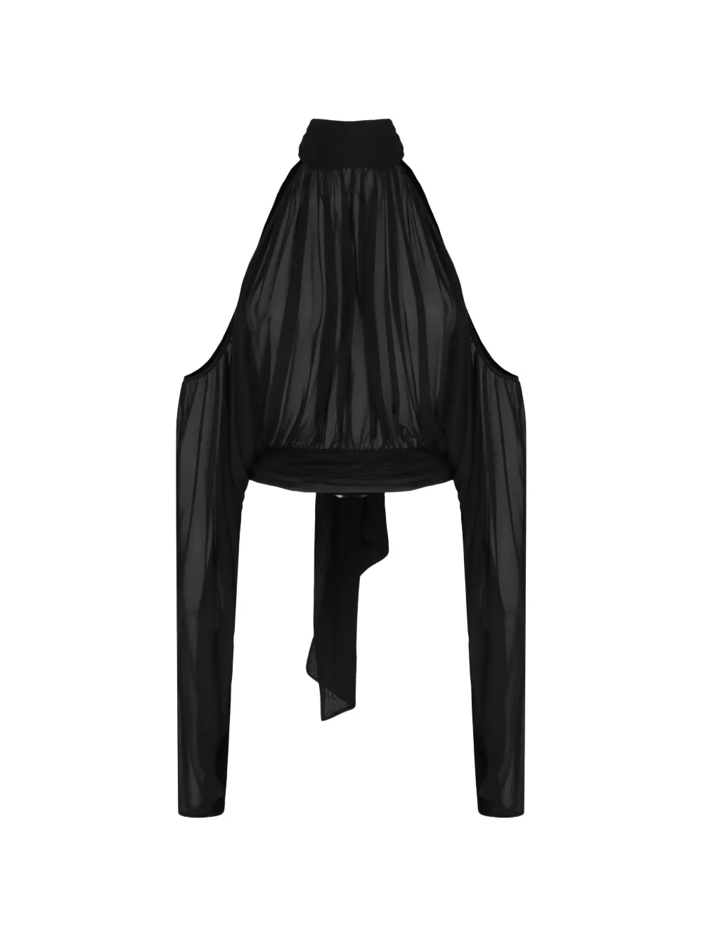  Giuseppe Di Morabito Ruched Draped Silk Blouse - Black 