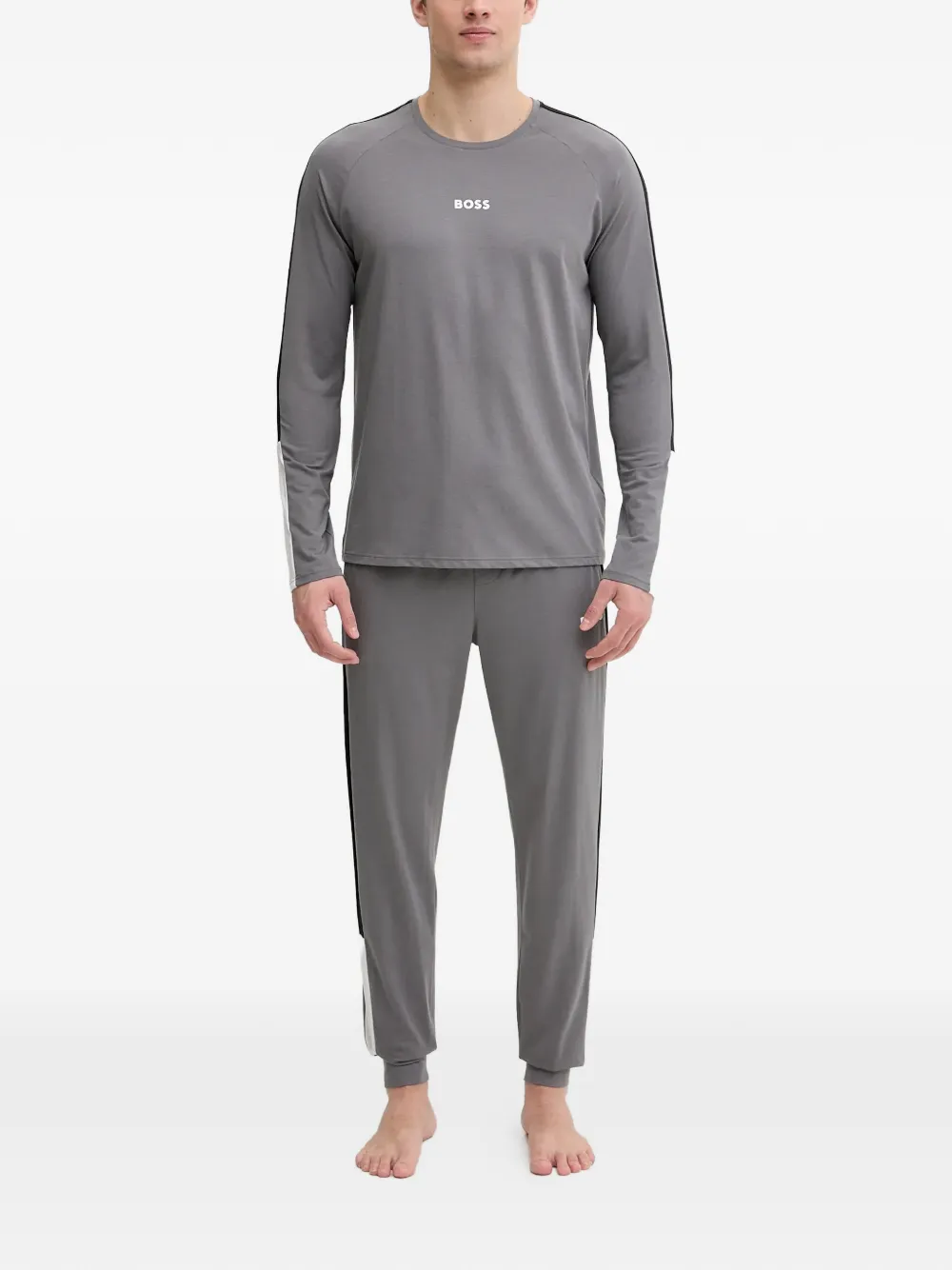 BOSS Balance stripe-detail pajama - Grau