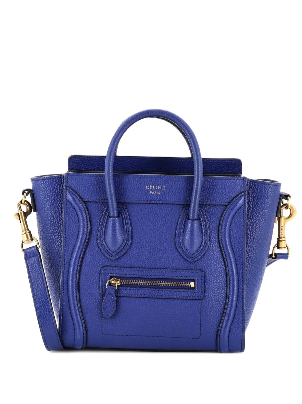 Celine Pre-Owned Luggage Bag Grainy Leather Nano crossbody bag - Blu