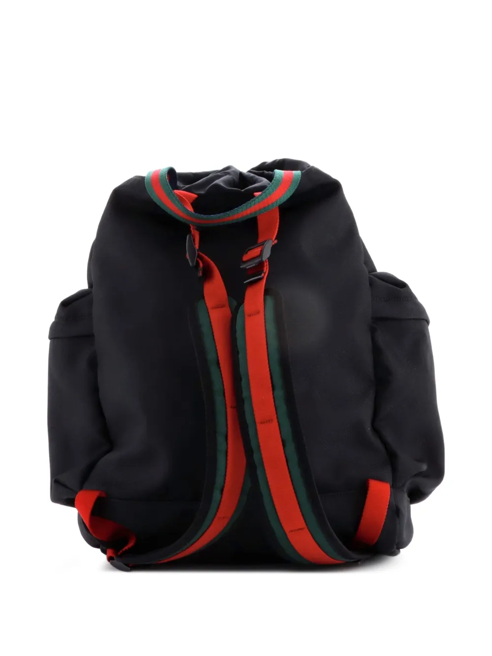  Gucci Pre-owned Mochila Animalier Web Drawstring Grande De Lona Techno - Negro 