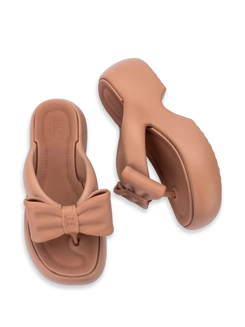 Melissa Free Fuzzy teenslippers met plateauzool en strik Beige