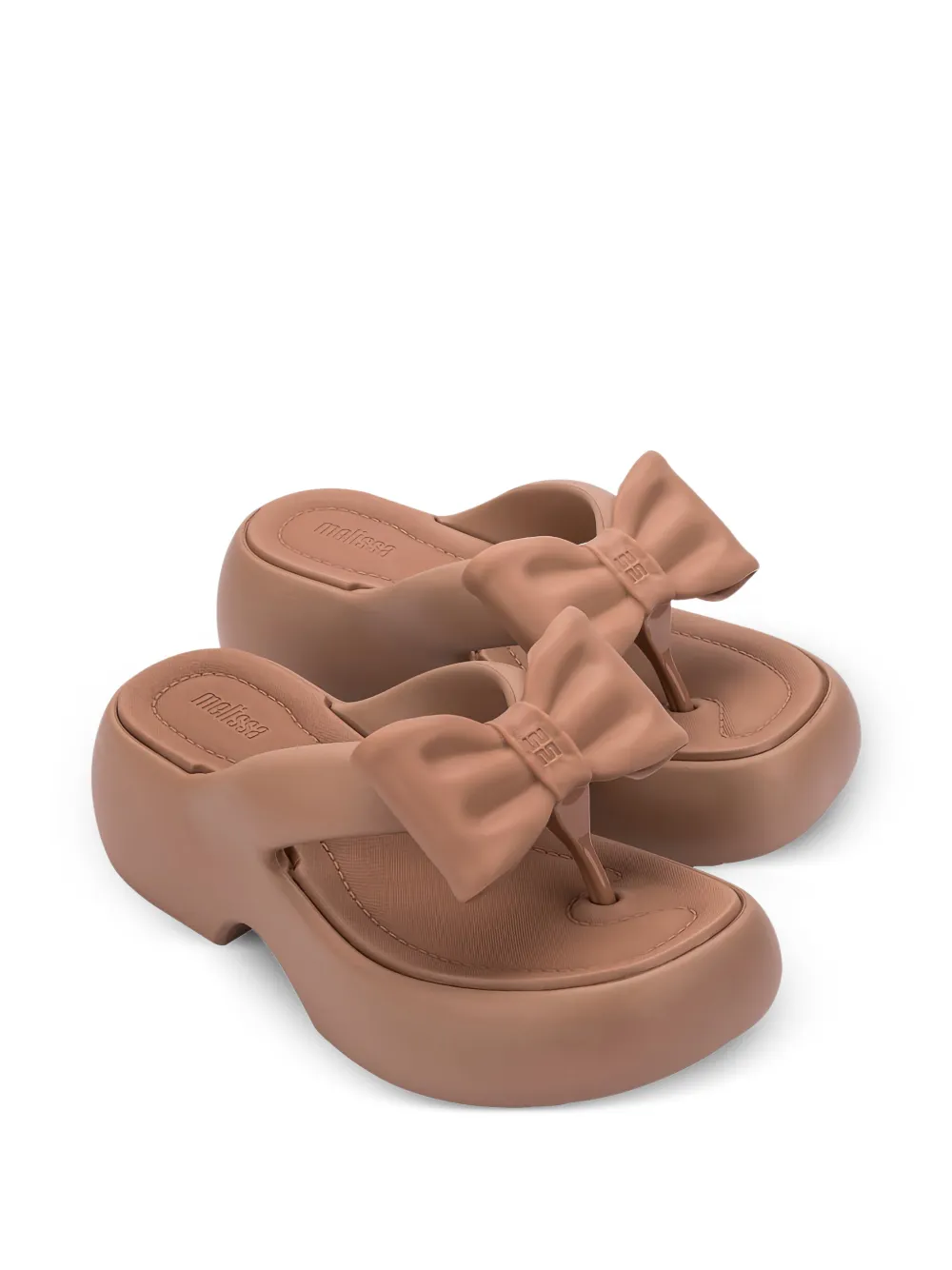 Melissa Free Fuzzy teenslippers met plateauzool en strik Beige