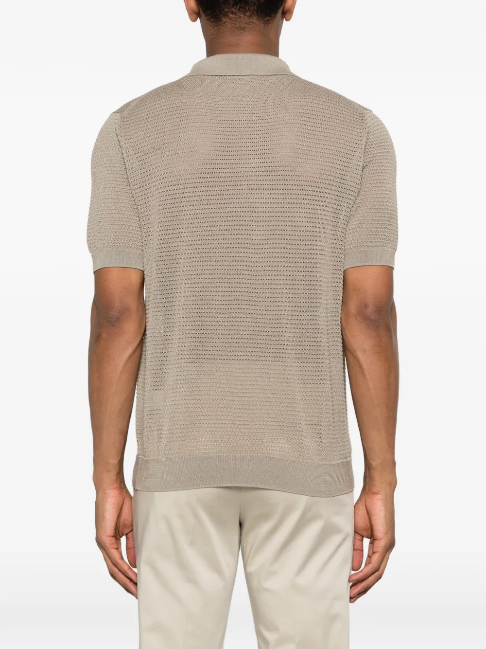 Tagliatore Gebreid poloshirt met knopen Beige