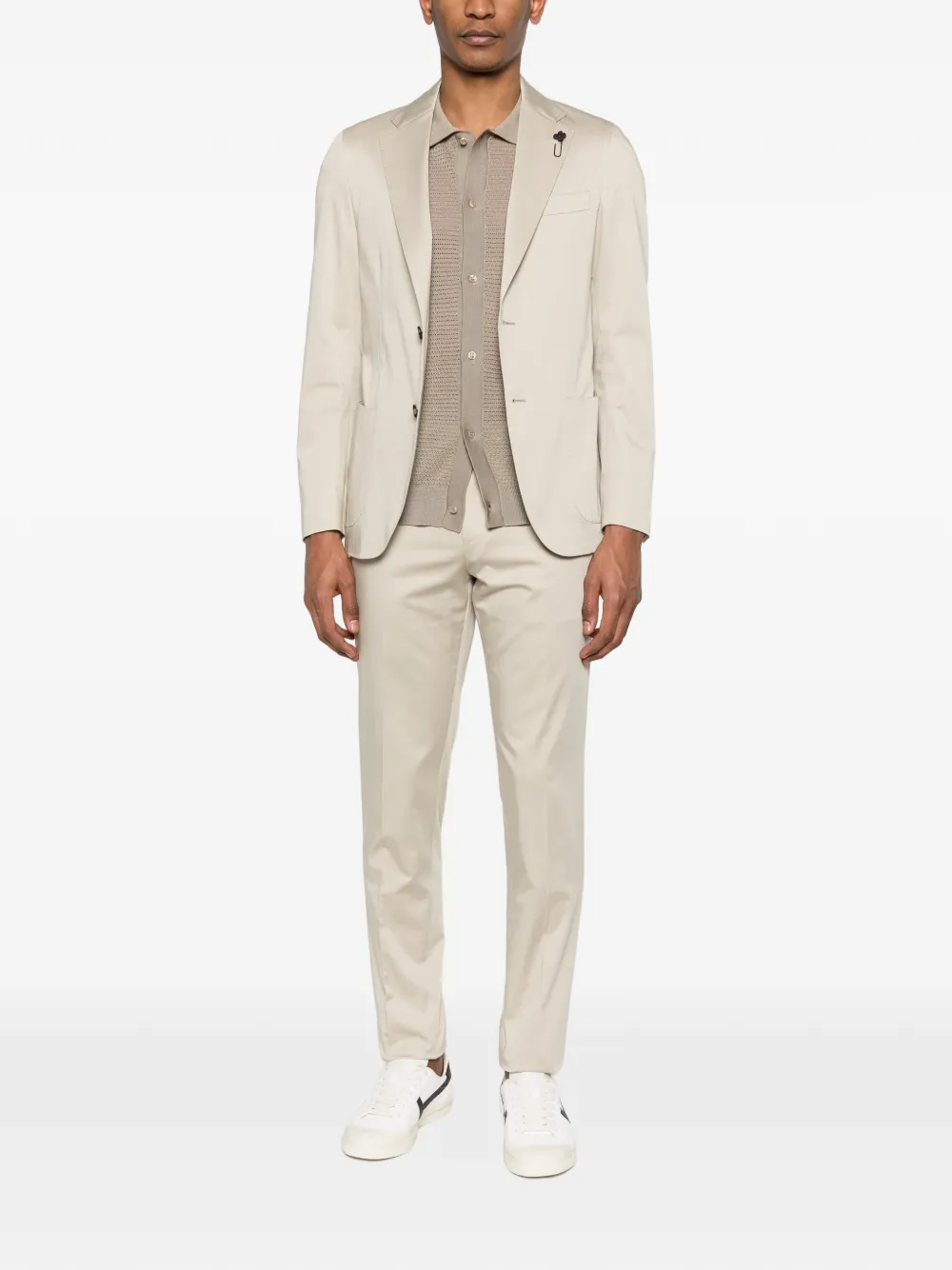 Tagliatore Gebreid poloshirt met knopen Beige