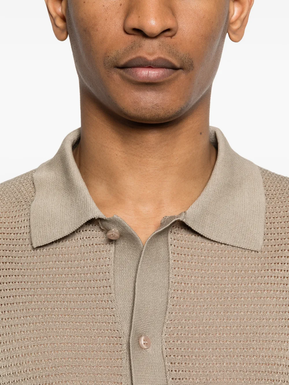 Tagliatore Gebreid poloshirt met knopen Beige