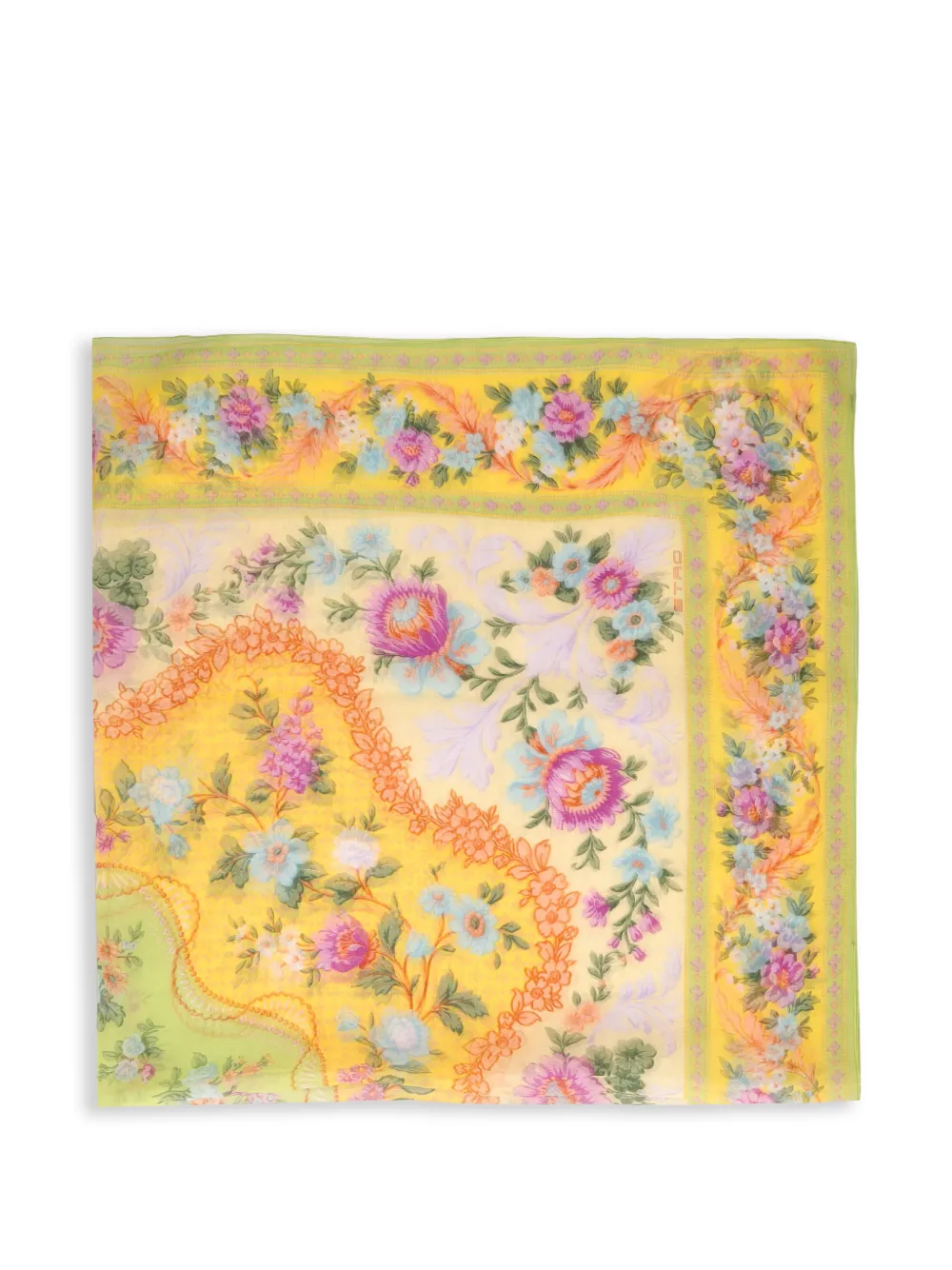 Etro Vintage flower-print square scarf - Giallo