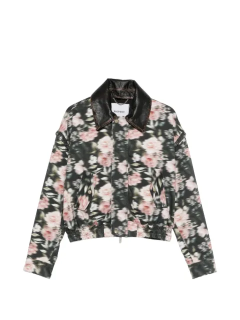 Halfboy floral-print leather-collar bomber jacket