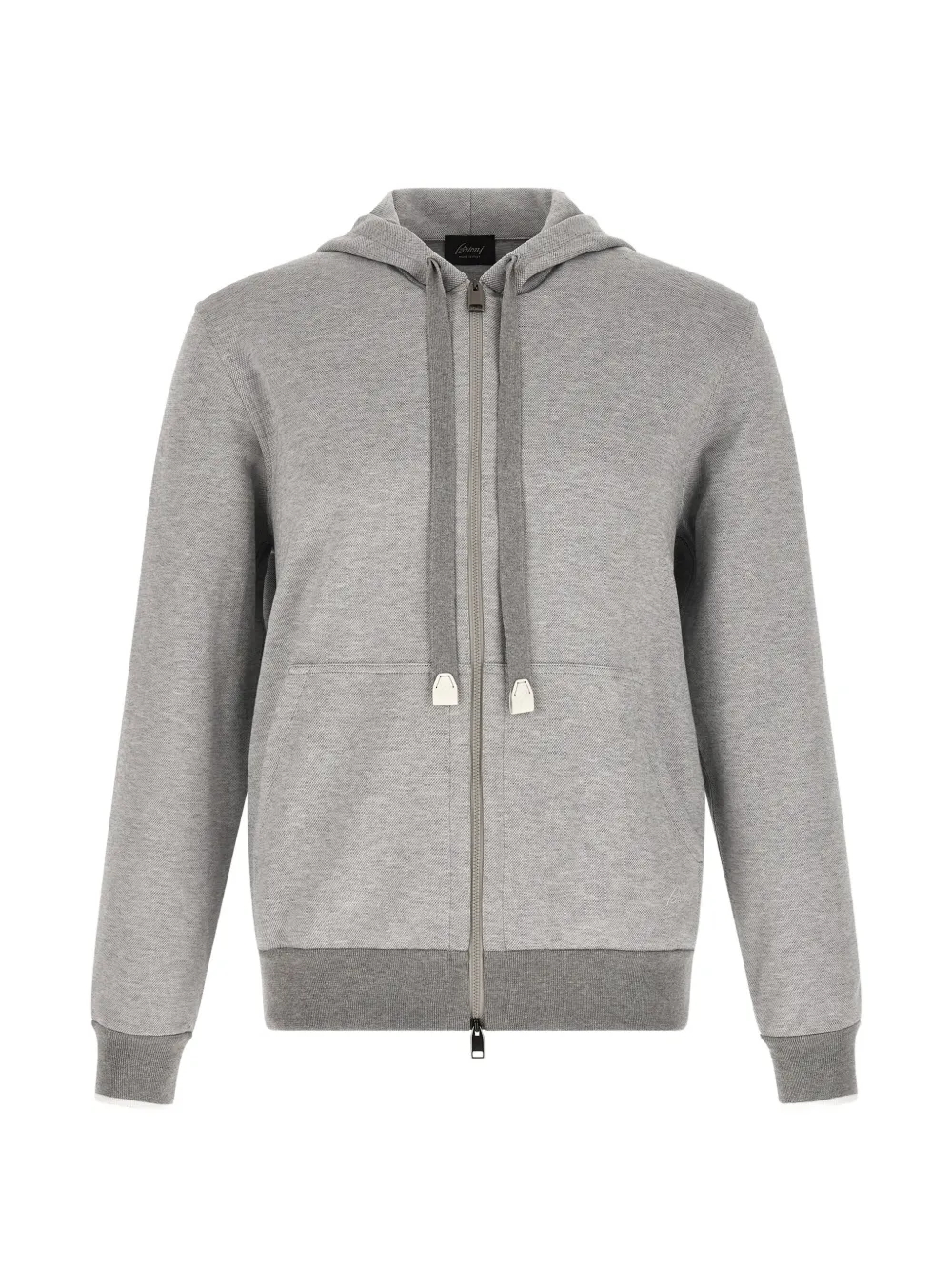 Brioni piquet logo embroidery hoodie - Grigio