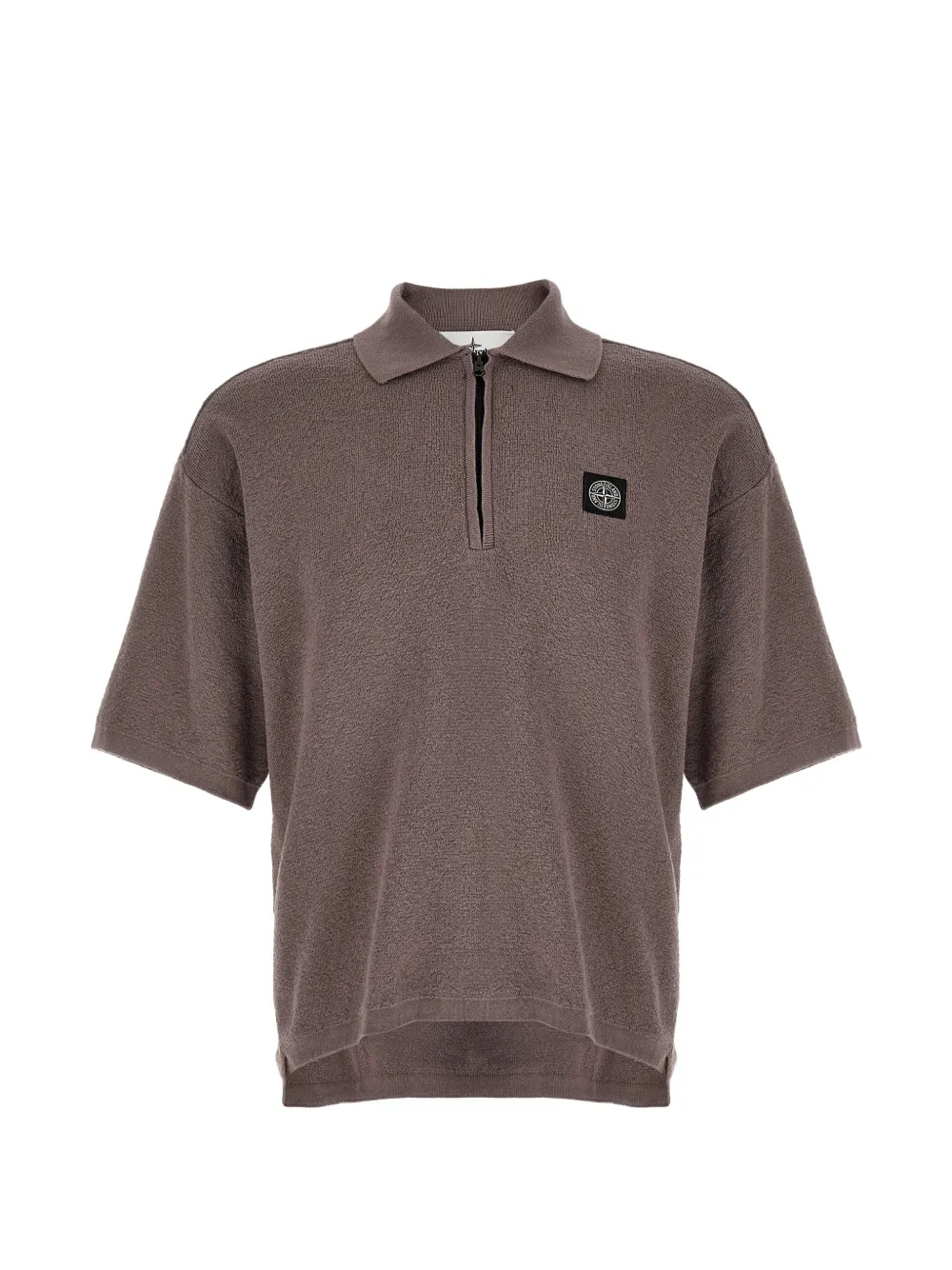 Stone Island half zip logo patch polo shirt - Braun