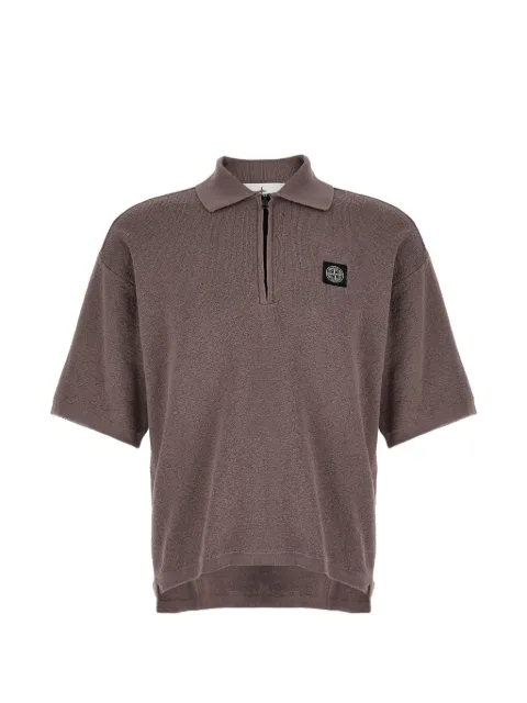 Stone Island half zip logo patch polo shirt