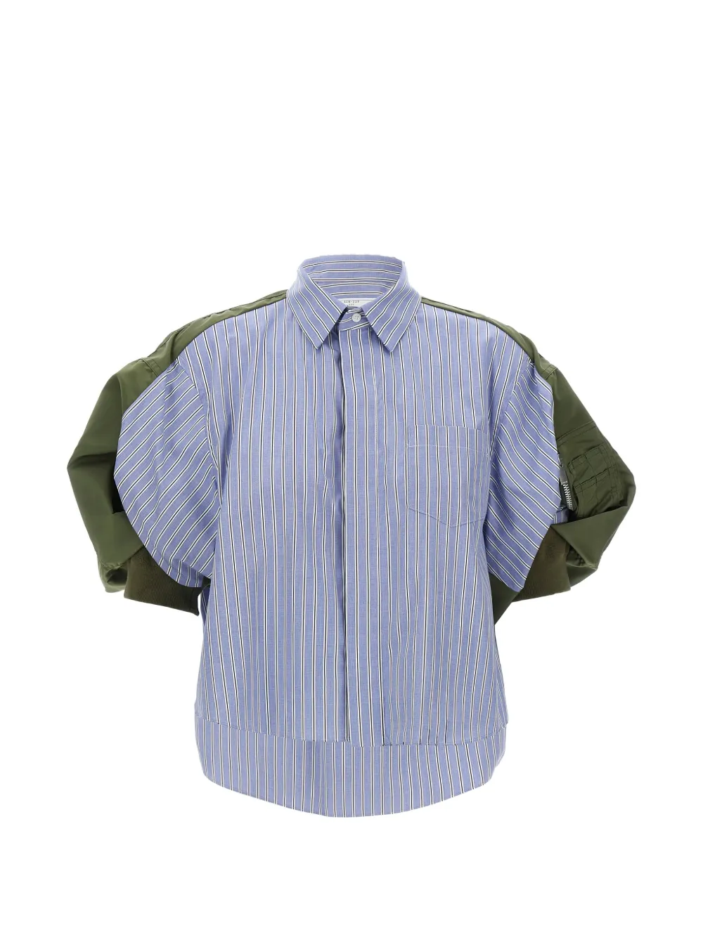 sacai striped bomber short-sleeve shirt - Blu